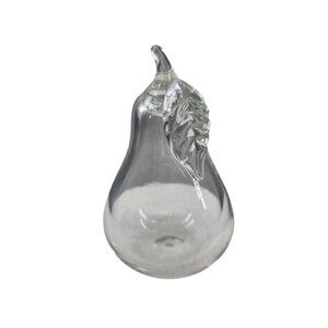 Princess House Blown‎ Glass Pear Figurine Paperweight 3 Inch Clear Fruit Decor